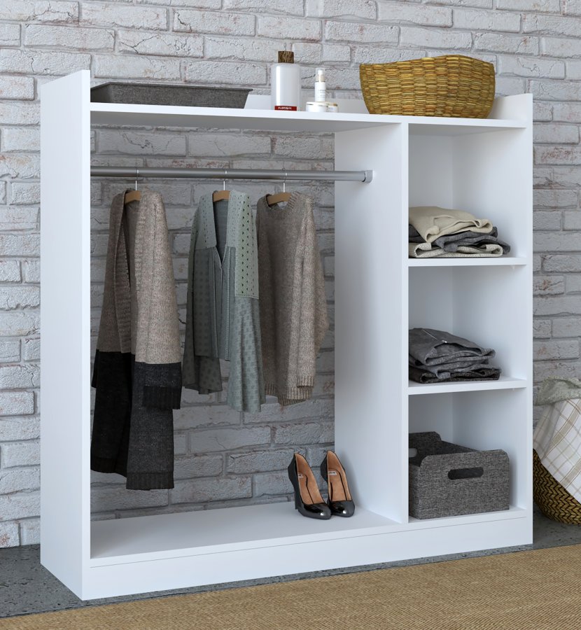 VCM NORDIC Palosa bent kldeskab, m. 2 hylder og 1 bjlestang - hvid tr