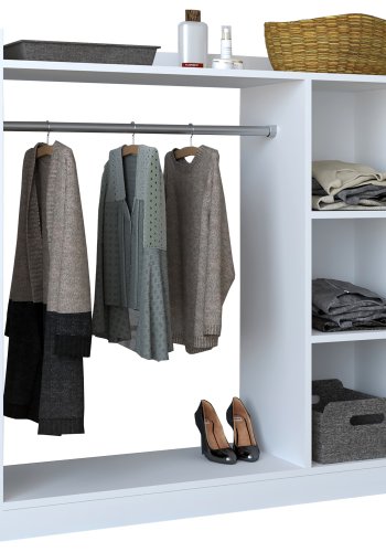 VCM NORDIC Palosa bent kldeskab, m. 2 hylder og 1 bjlestang - hvid tr