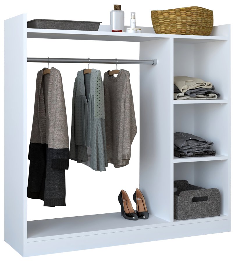 VCM NORDIC Palosa bent kldeskab, m. 2 hylder og 1 bjlestang - hvid tr