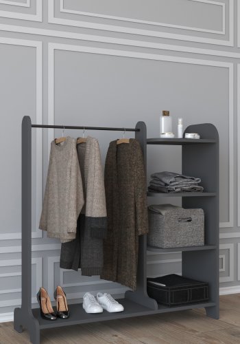 VCM NORDIC Lempu bent kldeskab, m. 3 hylder og 1 bjlestang - antracitgr tr