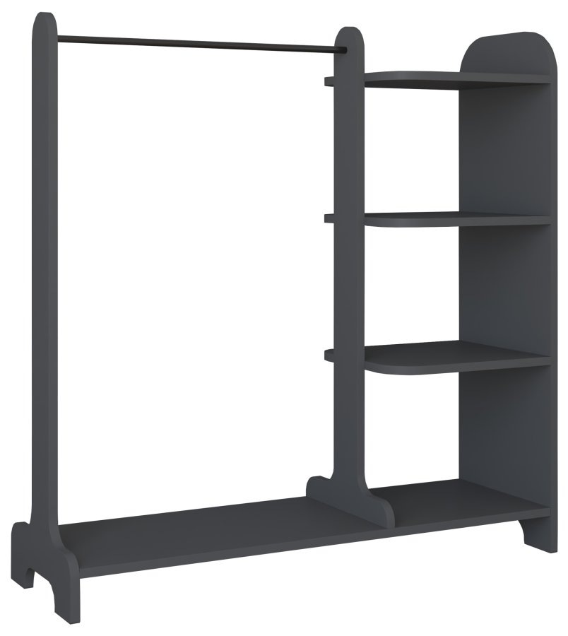 VCM NORDIC Lempu bent kldeskab, m. 3 hylder og 1 bjlestang - antracitgr tr