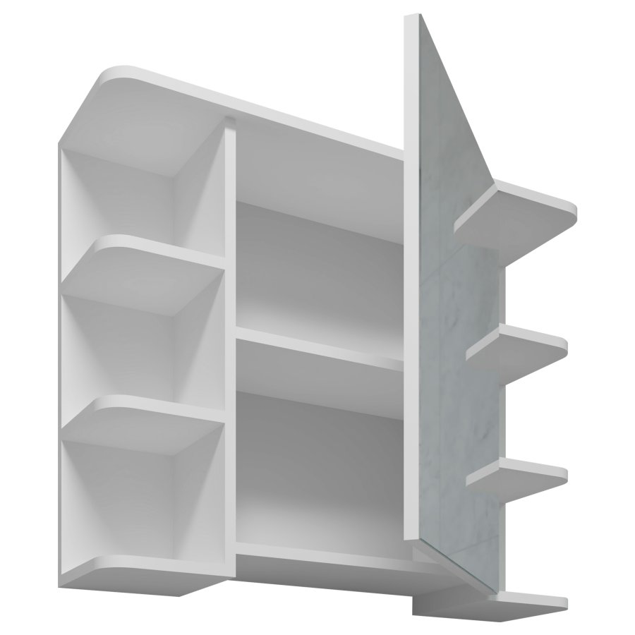 VCM NORDIC Nilosi badevrelse spejlskab, m. 1 lge og 7 hylder - spejlglas og hvid tr