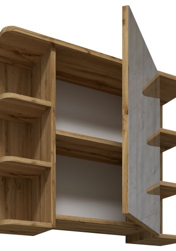 VCM NORDIC Nilosi badevrelse spejlskab, m. 1 lge og 7 hylder - spejlglas og natur tr