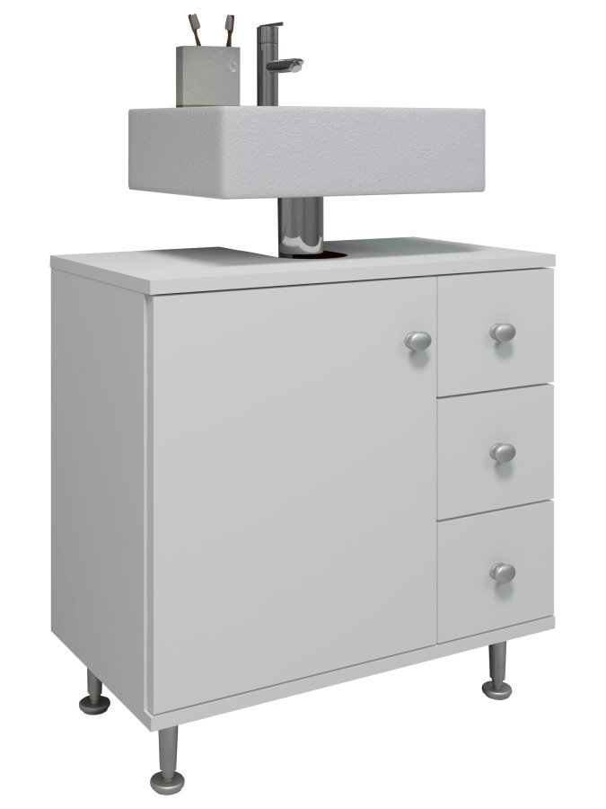 VCM NORDIC Nilosi M badevrelsesunderskab, m. 1 lge og 3 skuffer - hvid melamin