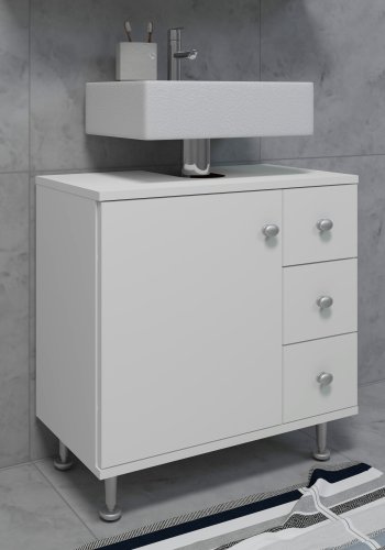 VCM NORDIC Nilosi M badevrelsesunderskab, m. 1 lge og 3 skuffer - hvid melamin