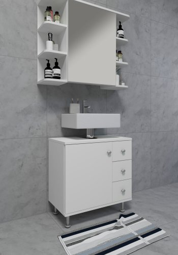 VCM NORDIC Nilosi M badevrelsesunderskab, m. 1 lge og 3 skuffer - hvid melamin