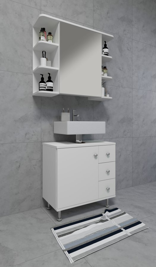 VCM NORDIC Nilosi M badevrelsesunderskab, m. 1 lge og 3 skuffer - hvid melamin