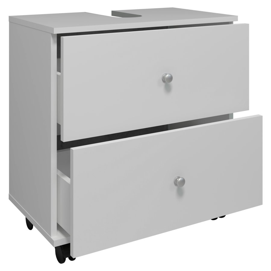 VCM NORDIC Nilosi L badevrelsesunderskab, m. 2 skuffer og 4 hjul - hvid melamin