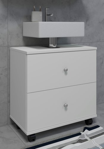 VCM NORDIC Nilosi L badevrelsesunderskab, m. 2 skuffer og 4 hjul - hvid melamin