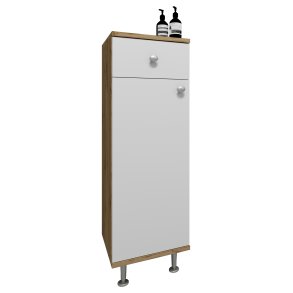 VCM NORDIC Nilosi badevrelse midi skab, m. 1 lge, 2 hylder og 1 skuffe - hvid og natur melamin