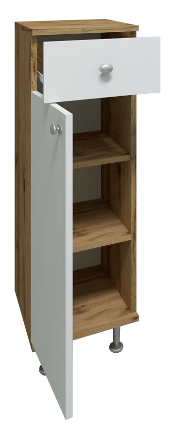 VCM NORDIC Nilosi badevrelse midi skab, m. 1 lge, 2 hylder og 1 skuffe - hvid og natur melamin