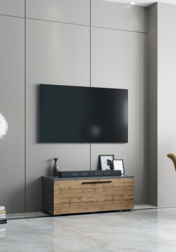 VCM NORDIC Arila S TV-bord, m. 1 lge og 2 rum - antracitgr og natur tr (110x30)