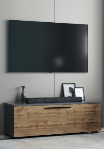 VCM NORDIC Arila M TV-bord, m. 1 lge og 2 rum - antracitgr og natur tr (115x40)
