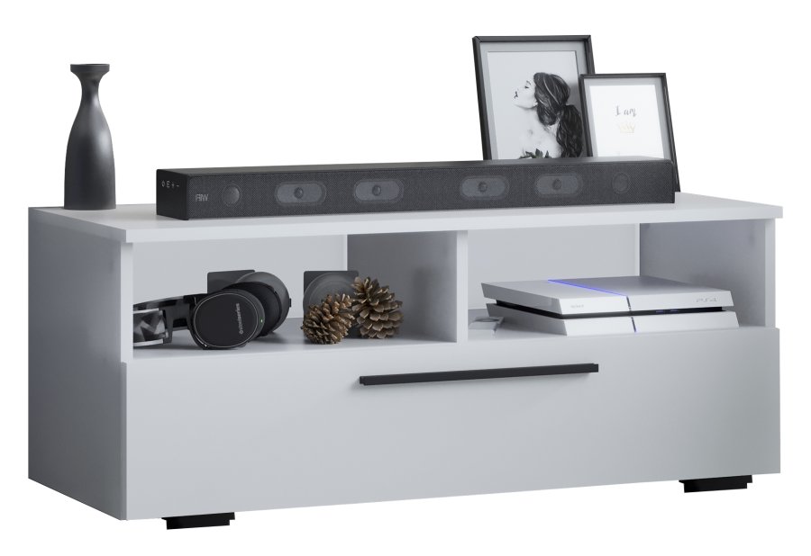 VCM NORDIC Arila L TV-bord, m. 1 lge og 4 rum - hvid tr (95x40)