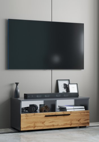 VCM NORDIC Arila L TV-bord, m. 1 lge og 4 rum - antracitgr og natur tr (95x40)