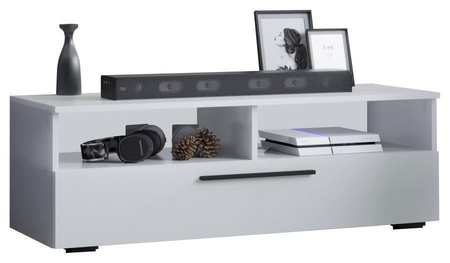 VCM NORDIC Arila XL TV-bord, m. 1 lge og 4 rum - hvid tr (115x40)