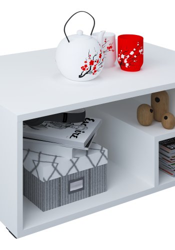 VCM NORDIC Sulas sofabord, m. 4 rum - hvid tr (80x50)