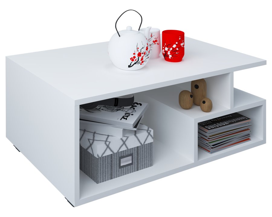 VCM NORDIC Sulas sofabord, m. 4 rum - hvid tr (80x50)