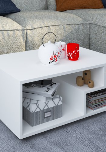 VCM NORDIC Sulas sofabord, m. 4 rum - hvid tr (80x50)