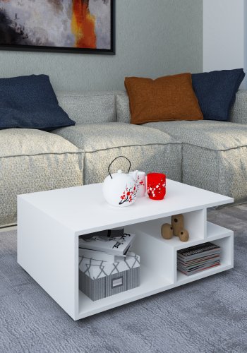 VCM NORDIC Sulas sofabord, m. 4 rum - hvid tr (80x50)