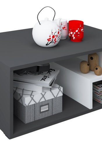 VCM NORDIC Sulas sofabord, m. 4 rum - hvid og antracitgr tr (80x50)