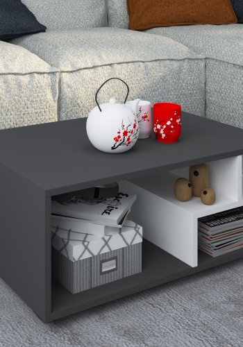 VCM NORDIC Sulas sofabord, m. 4 rum - hvid og antracitgr tr (80x50)