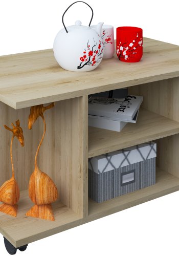 VCM NORDIC Findula sofabord, m. 6 rum og hjul - natur tr (80x40)