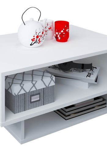 VCM NORDIC Runila sofabord, m. 3 rum - hvid tr (88x50)