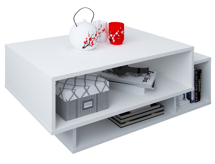 VCM NORDIC Runila sofabord, m. 3 rum - hvid tr (88x50)