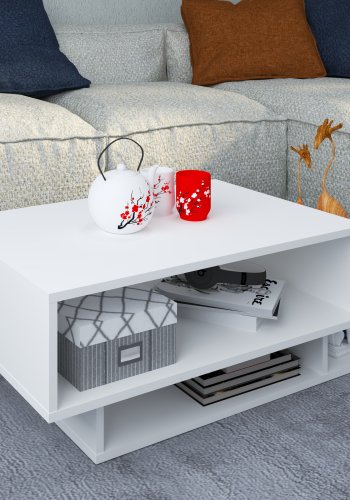 VCM NORDIC Runila sofabord, m. 3 rum - hvid tr (88x50)