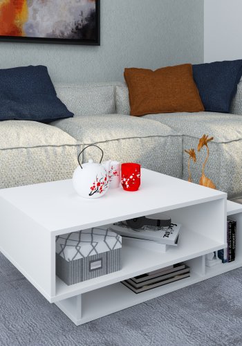 VCM NORDIC Runila sofabord, m. 3 rum - hvid tr (88x50)