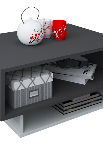 VCM NORDIC Runila sofabord, m. 3 rum - hvid og antracitgr tr (88x50)