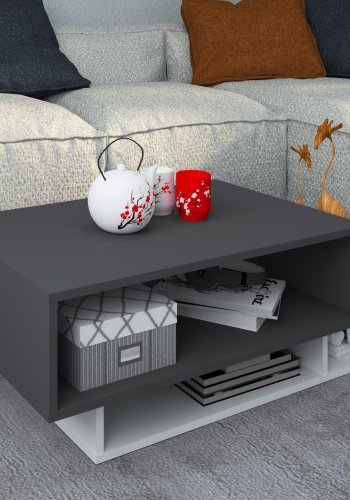 VCM NORDIC Runila sofabord, m. 3 rum - hvid og antracitgr tr (88x50)