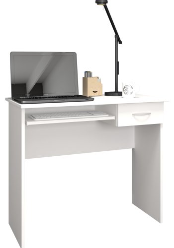 VCM NORDIC Arusa L skrivebord, m. 1 tastaturhylde og 1 skuffe - hvid tr (85x50)