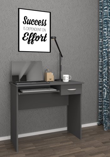 VCM NORDIC Arusa L skrivebord, m. 1 tastaturhylde og 1 skuffe - antracitgr tr (85x50)