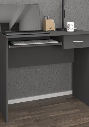 VCM NORDIC Arusa L skrivebord, m. 1 tastaturhylde og 1 skuffe - antracitgr tr (85x50)
