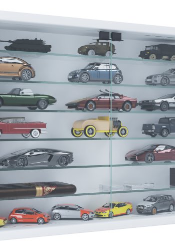 VCM NORDIC Mandosa XL vgskab, m. 2 lger og 6 hylder - glas og hvid tr