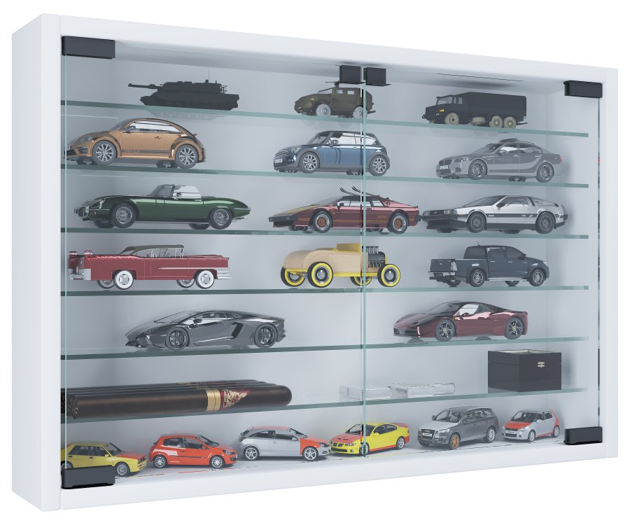 VCM NORDIC Mandosa XL vgskab, m. 2 lger og 6 hylder - glas og hvid tr