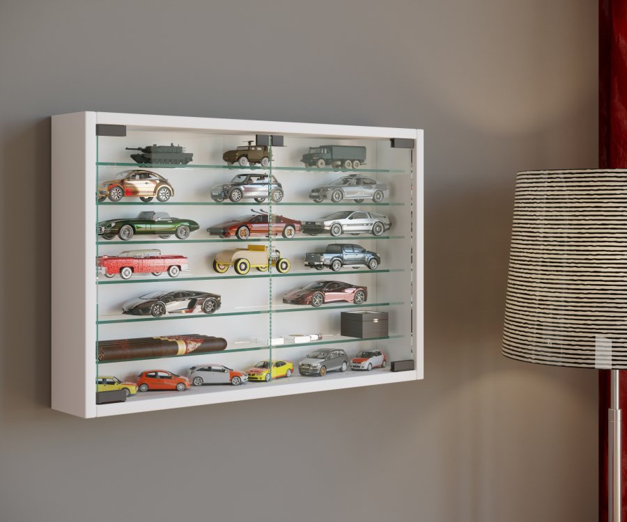 VCM NORDIC Mandosa XL vgskab, m. 2 lger og 6 hylder - glas og hvid tr