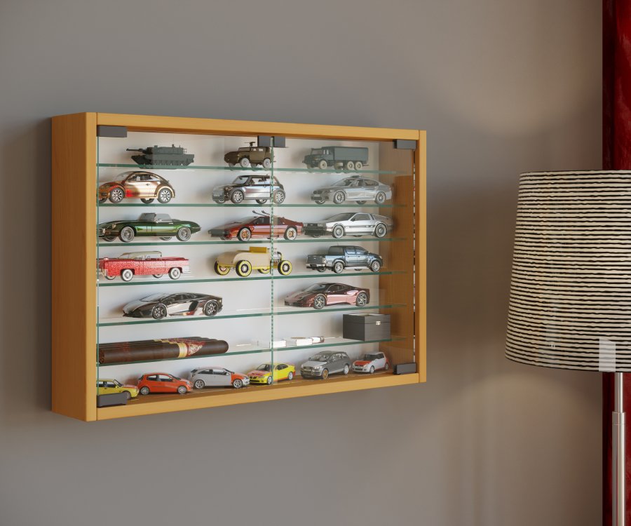 VCM NORDIC Mandosa XL vgskab, m. 2 lger og 6 hylder - glas og natur tr