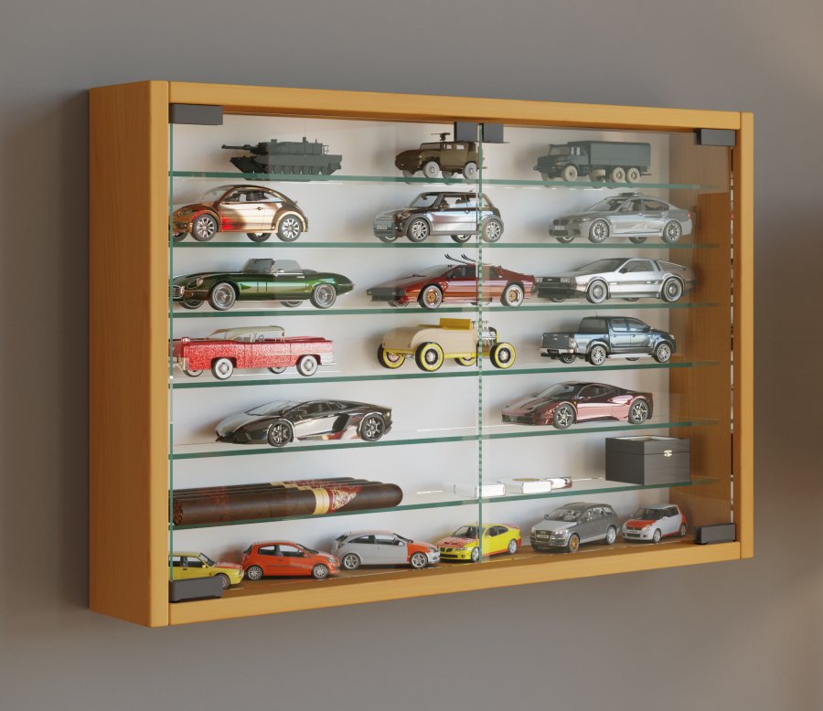 VCM NORDIC Mandosa XL vgskab, m. 2 lger og 6 hylder - glas og natur tr