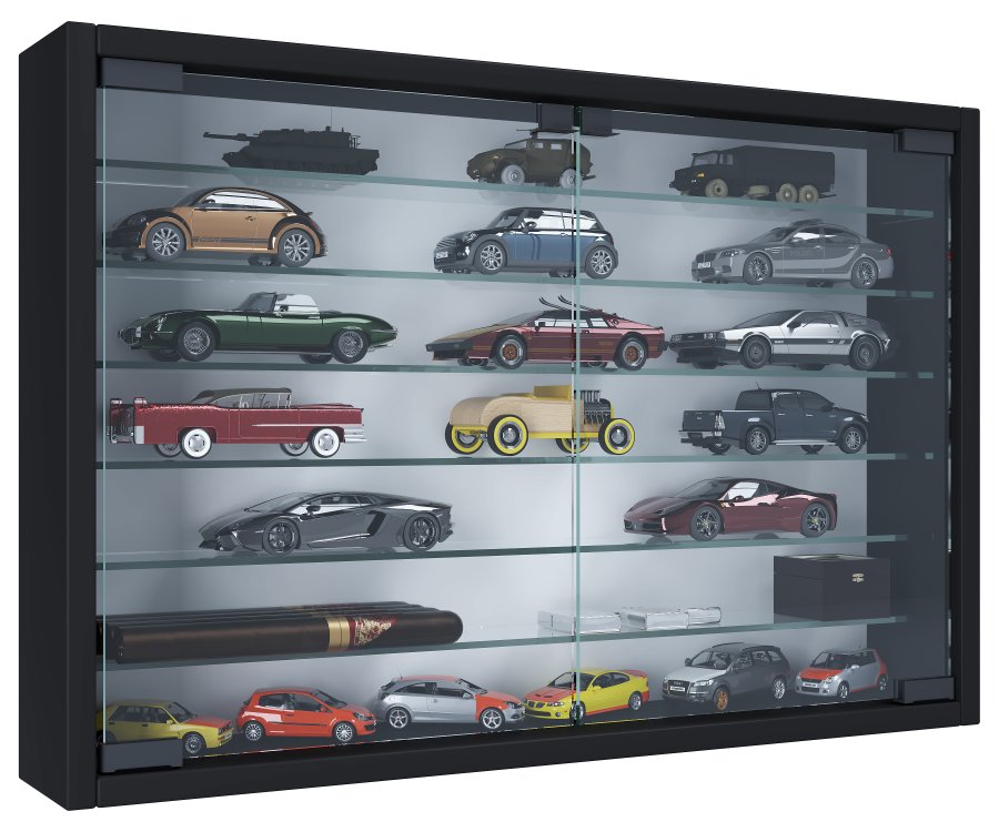 VCM NORDIC Mandosa XL vgskab, m. 2 lger og 6 hylder - glas og sort tr