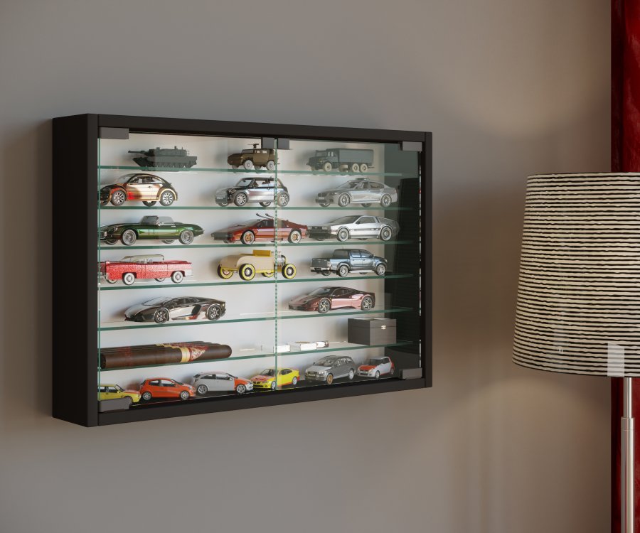 VCM NORDIC Mandosa XL vgskab, m. 2 lger og 6 hylder - glas og sort tr