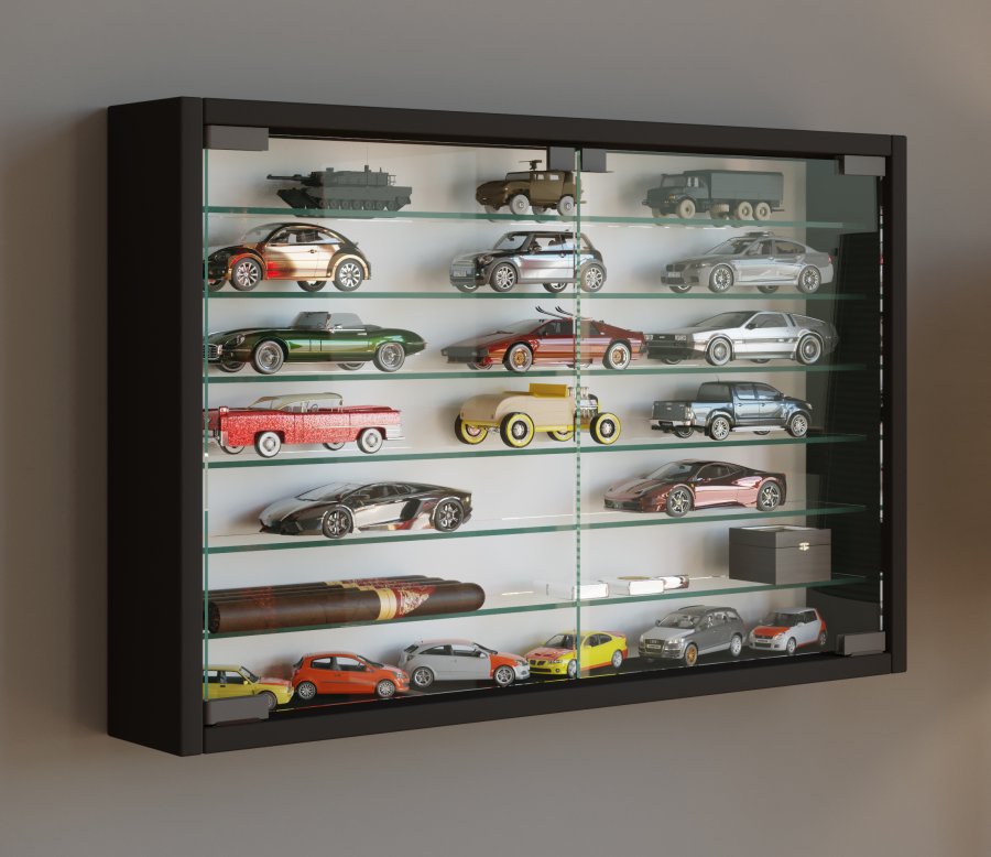 VCM NORDIC Mandosa XL vgskab, m. 2 lger og 6 hylder - glas og sort tr