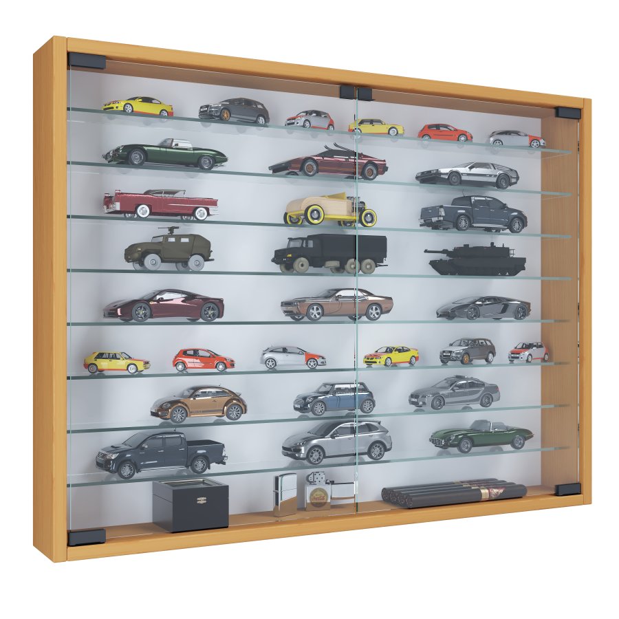 VCM NORDIC Mandosa XXL vgskab, m. 2 lger og 8 hylder - glas og natur tr