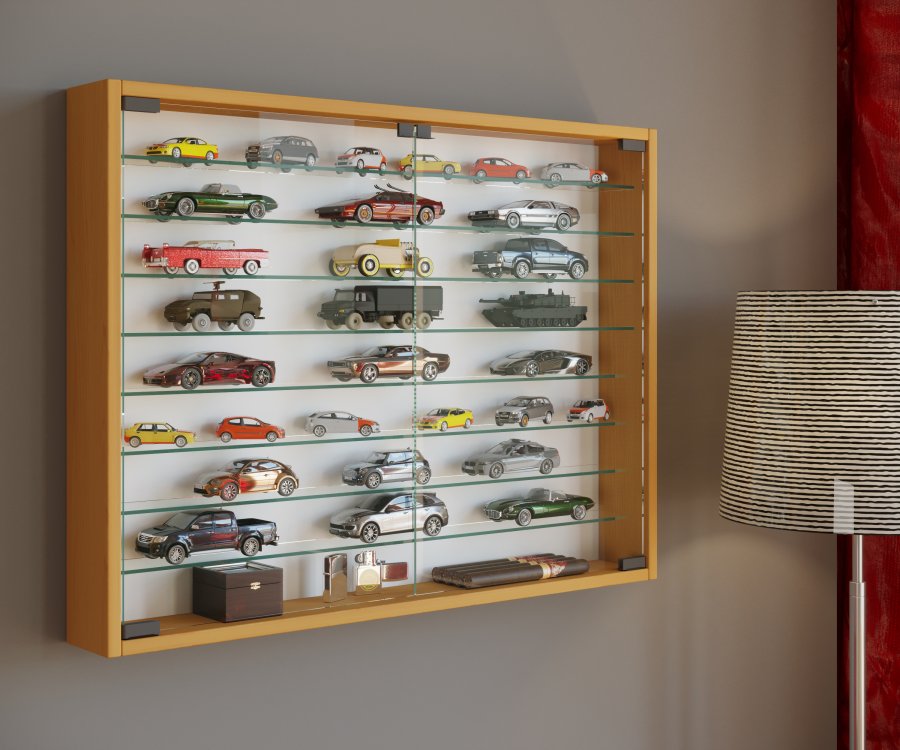 VCM NORDIC Mandosa XXL vgskab, m. 2 lger og 8 hylder - glas og natur tr