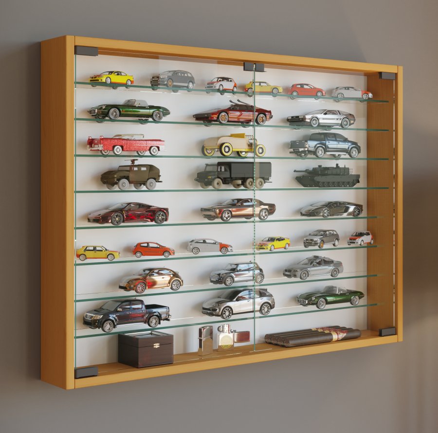 VCM NORDIC Mandosa XXL vgskab, m. 2 lger og 8 hylder - glas og natur tr