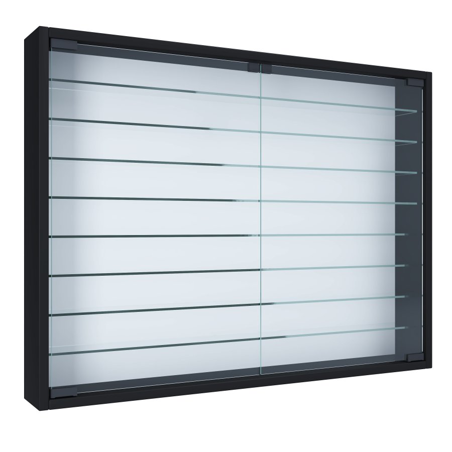 VCM NORDIC Mandosa XXL vgskab, m. 2 lger og 8 hylder - glas og sort tr