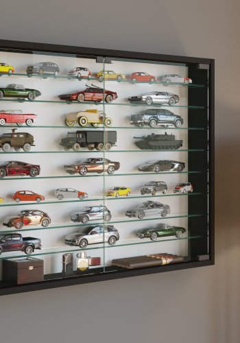 VCM NORDIC Mandosa XXL vgskab, m. 2 lger og 8 hylder - glas og sort tr