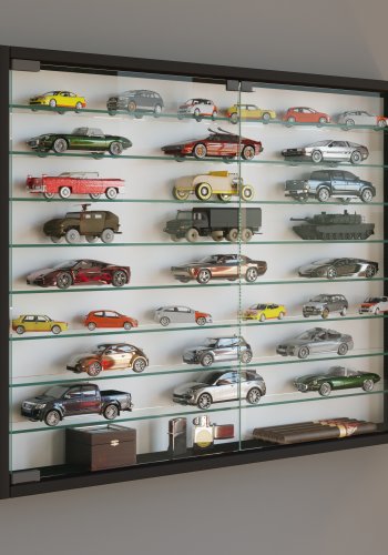 VCM NORDIC Mandosa XXL vgskab, m. 2 lger og 8 hylder - glas og sort tr